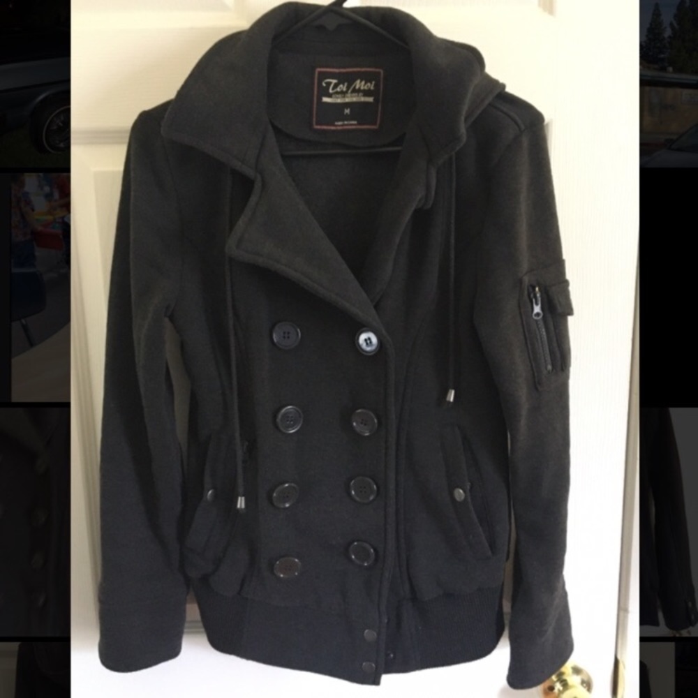 Dark Gray Hooded Jacket Size Medium